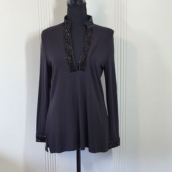 Talbots Black Fancy Top  - Picture 1 of 12